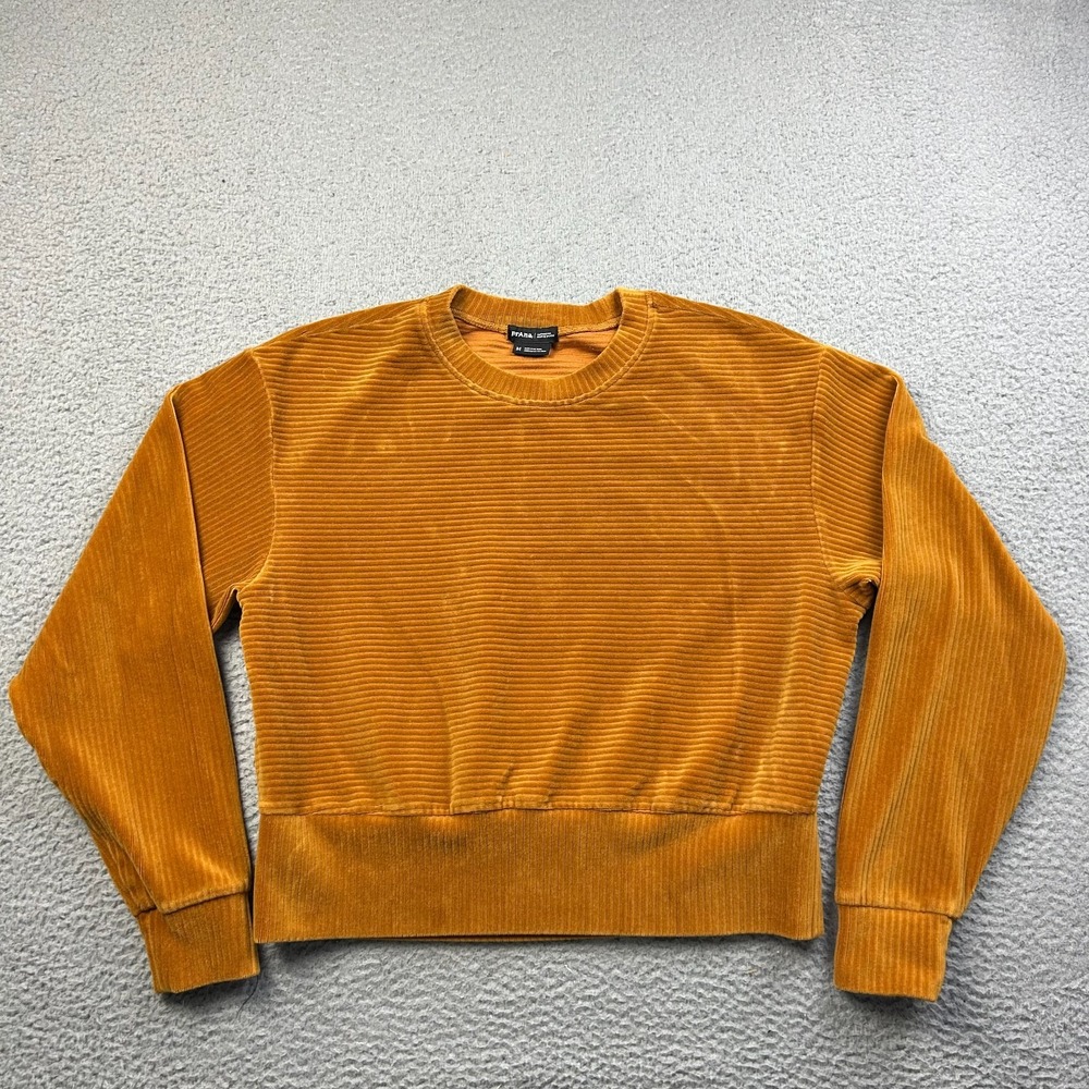 prAna Sweatshirt Womens Medium Rust Corduroy Pullover Crewneck Boho Outdoor